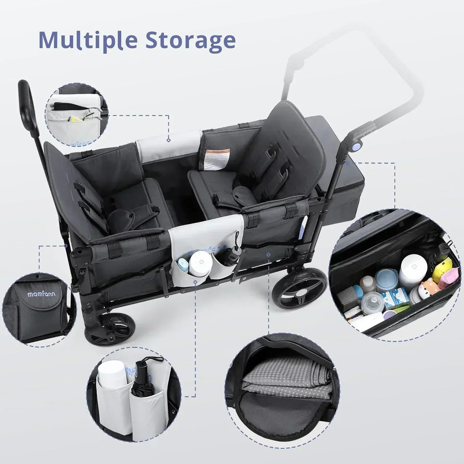 Stroller Wagon for Kids Wagon Stroller Toddlers 2 Seaters All-Terrain Baby Wagon Outdoor