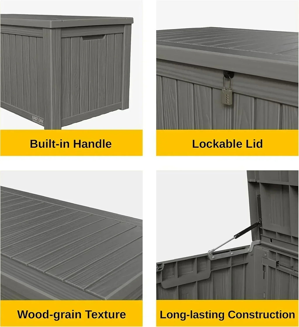 EAST OAK Outdoor Storage Box 60 Gallon Deck Box Indoor and Outdoor Use Waterproof Resin Storage