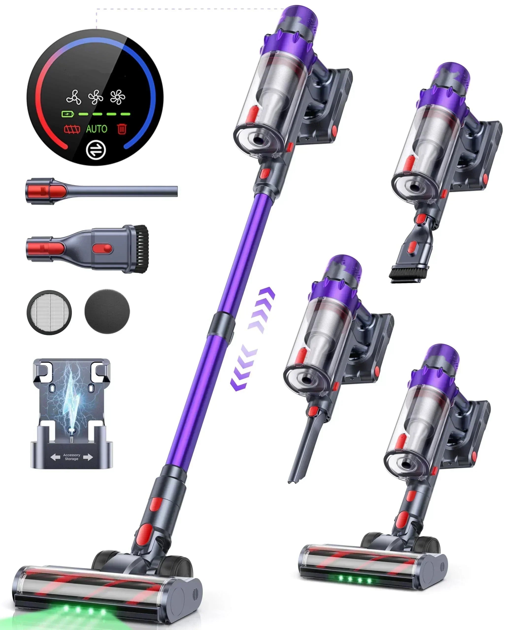 Cordless Vacuum Cleaner 550W 45KPA 60 Mins Runtime Vacuum Cleaners for Home Stick Vacuum