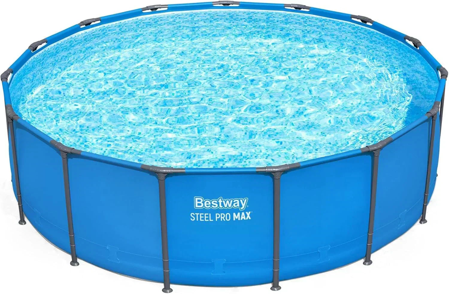 Steel Pro MAX 14 Foot x 48 Inch Round Metal Frame Above Ground Outdoor Swimming Pool Set