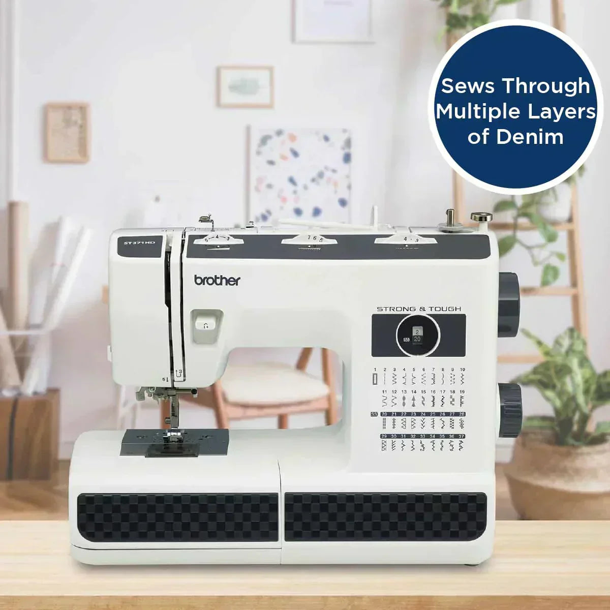 Sewing Machine, Strong Tough 37 Built-in Stitches Free Arm Option 6 Included Feet
