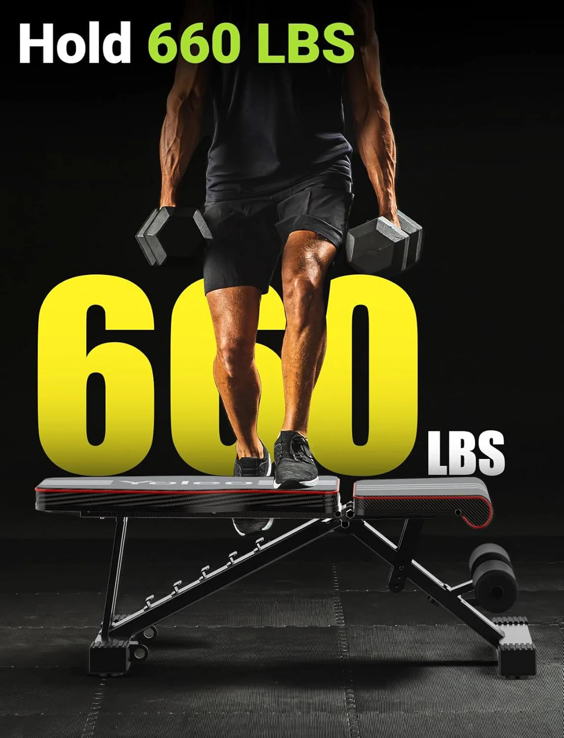 Yoleo Adjustable Weight Bench for Full Body Workout Foldable Bench Press Bench of Home Gym Strength Training