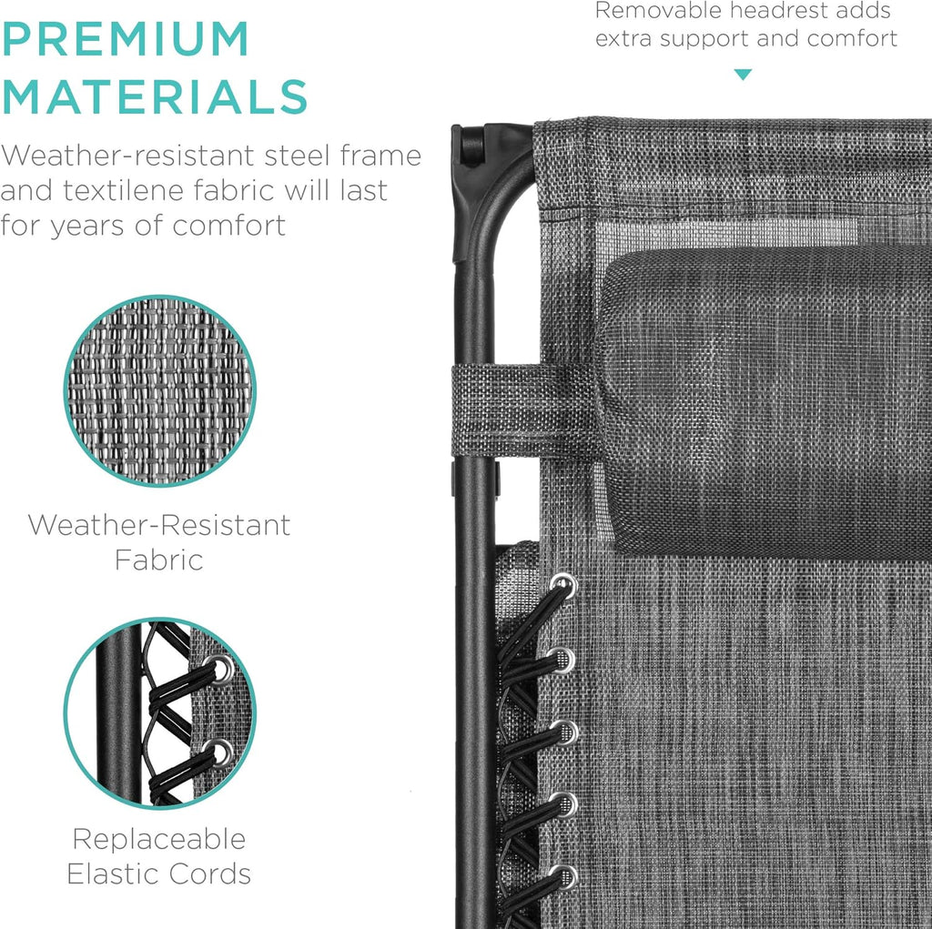 Best Choice Products Folding Zero Gravity Recliner Patio Lounge Chair Adjustable Canopy Shade