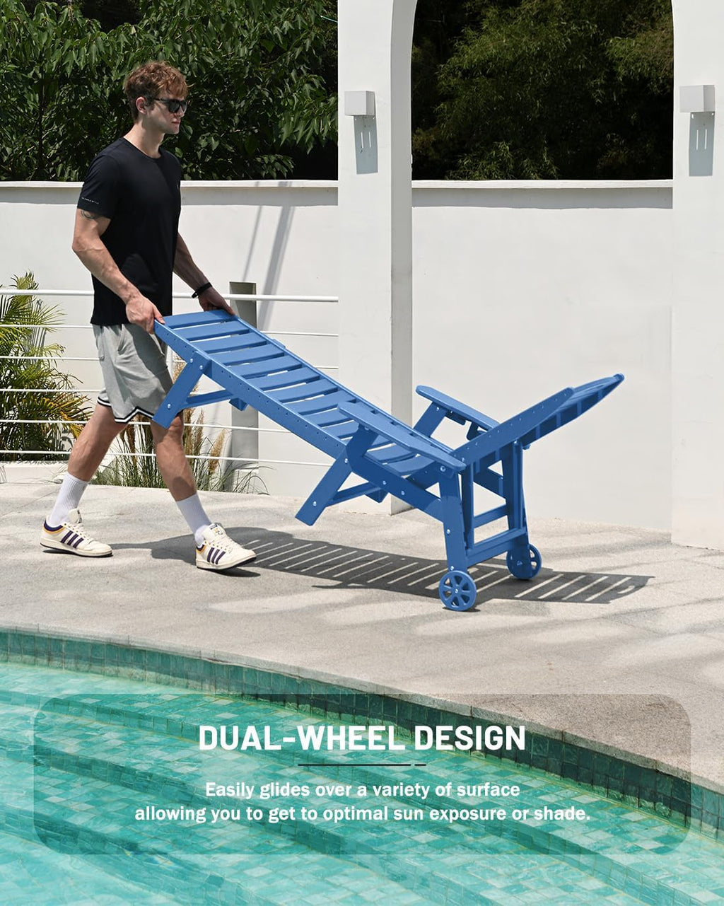 Lounge Chair Outdoor Chaise Lounge HDPE 6-Position Outdoor Chaise Lounge Patio Lounge Chair