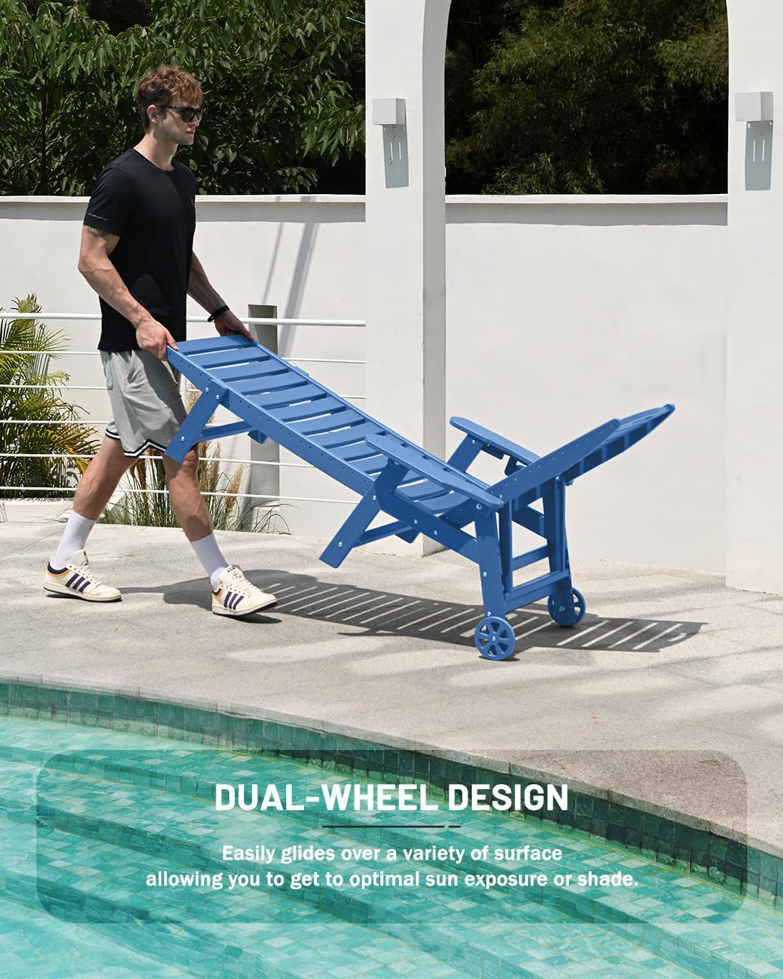 Lounge Chair Outdoor Chaise Lounge HDPE 6-Position Outdoor Chaise Lounge Patio Lounge Chair