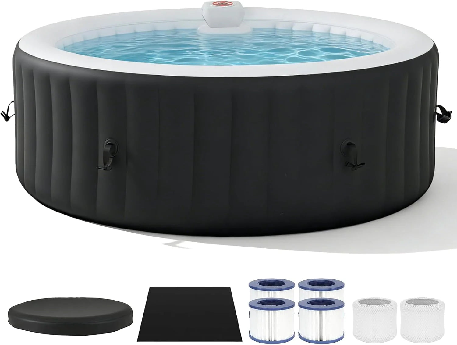 71 Inflatable Hot Tub 4 Person, Round Portable Outdoor Spa with 120 Soothing Air Jets