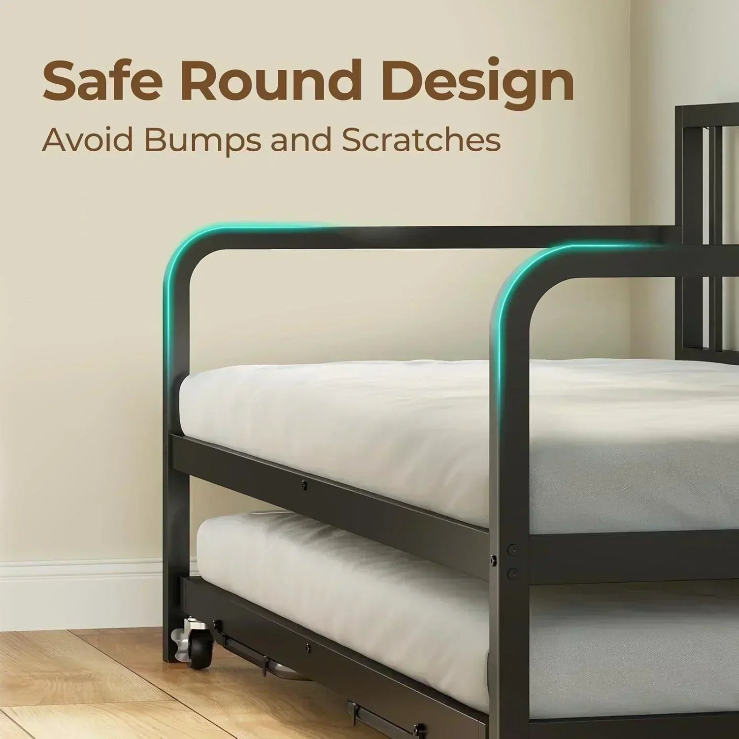 Rolanstar Daybed with Charging Station and LED Lights Height Adjustable Twin Daybed