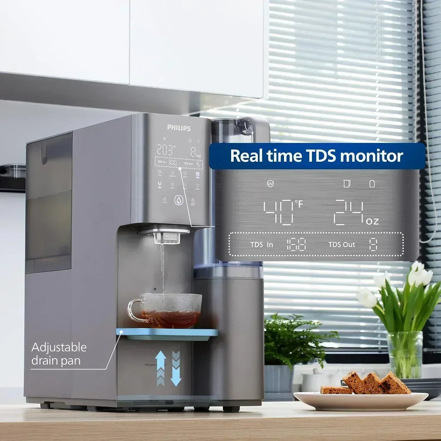 Reverse osmosis water filter countertop Philips 5-inch water filtration system purifier
