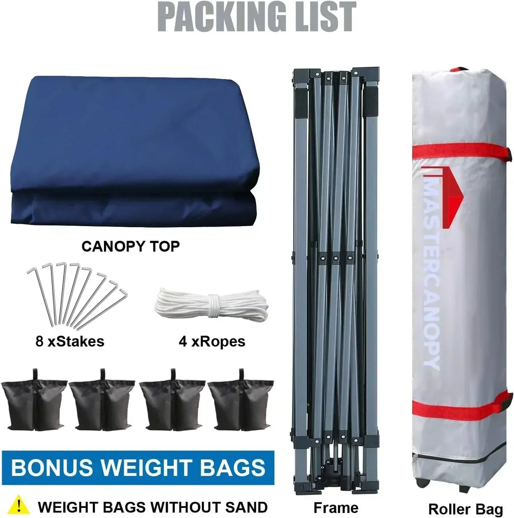 Durable Pop-up Canopy Tent with Roller Bag (10x10 Black)