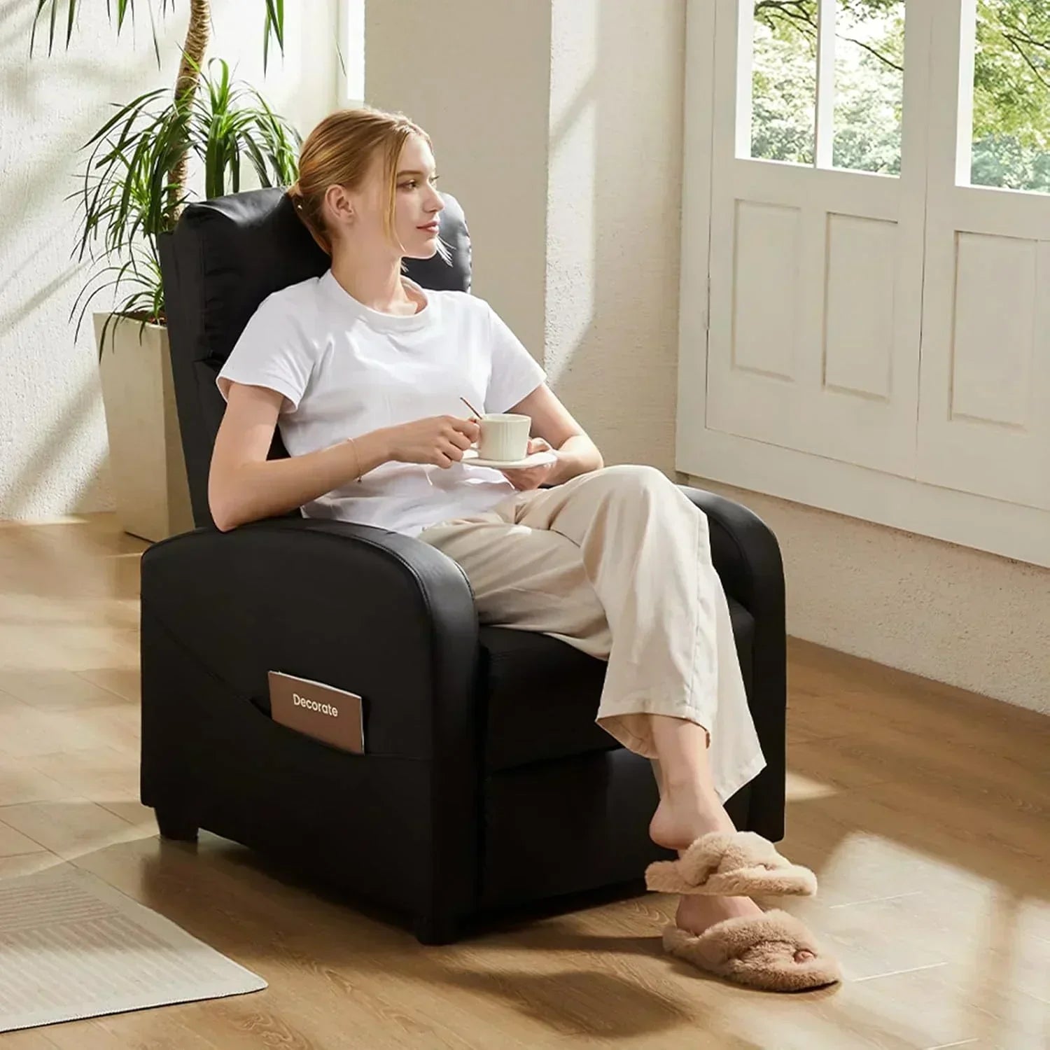 Sweet and crisp rocking chair 360 degree rotating recliner with sliding function