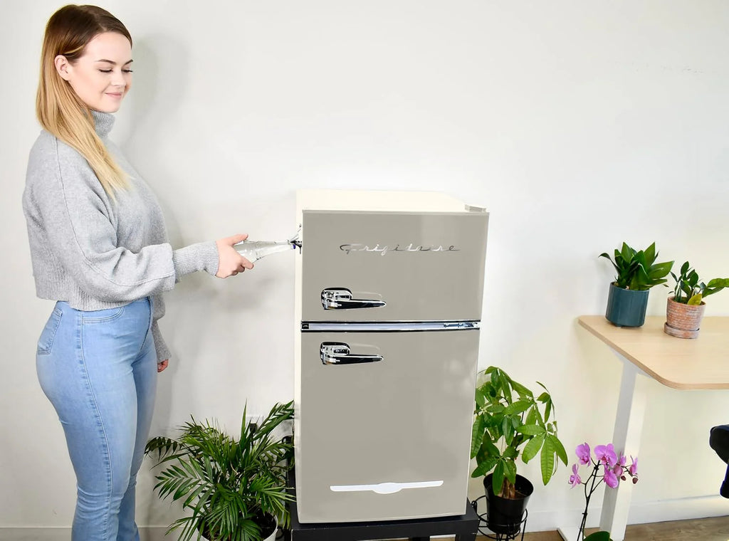 Frigidaire Retro Mini Fridge with Freezer Side Bottle Opener-Small 2 Door Refrigerator Office Bar