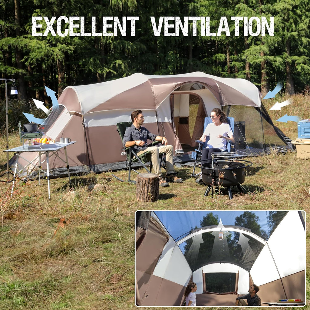 PORTAL 6/8/10 Person Family Camping Tent with Screen Room Water Resistant Big Tunnel Tent