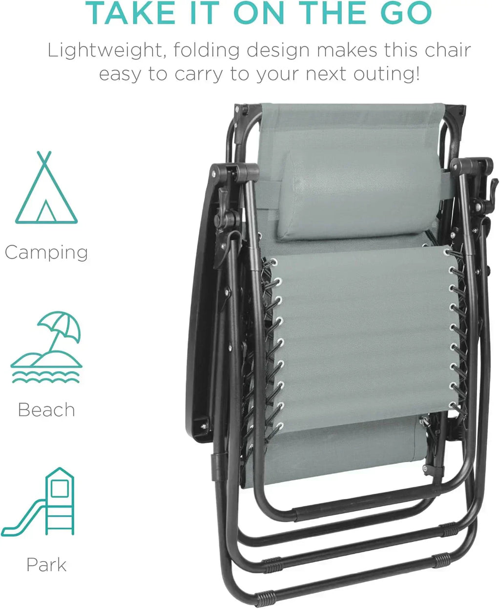 Best Choice Products Folding Zero Gravity Recliner Patio Lounge Chair Adjustable Canopy Shade