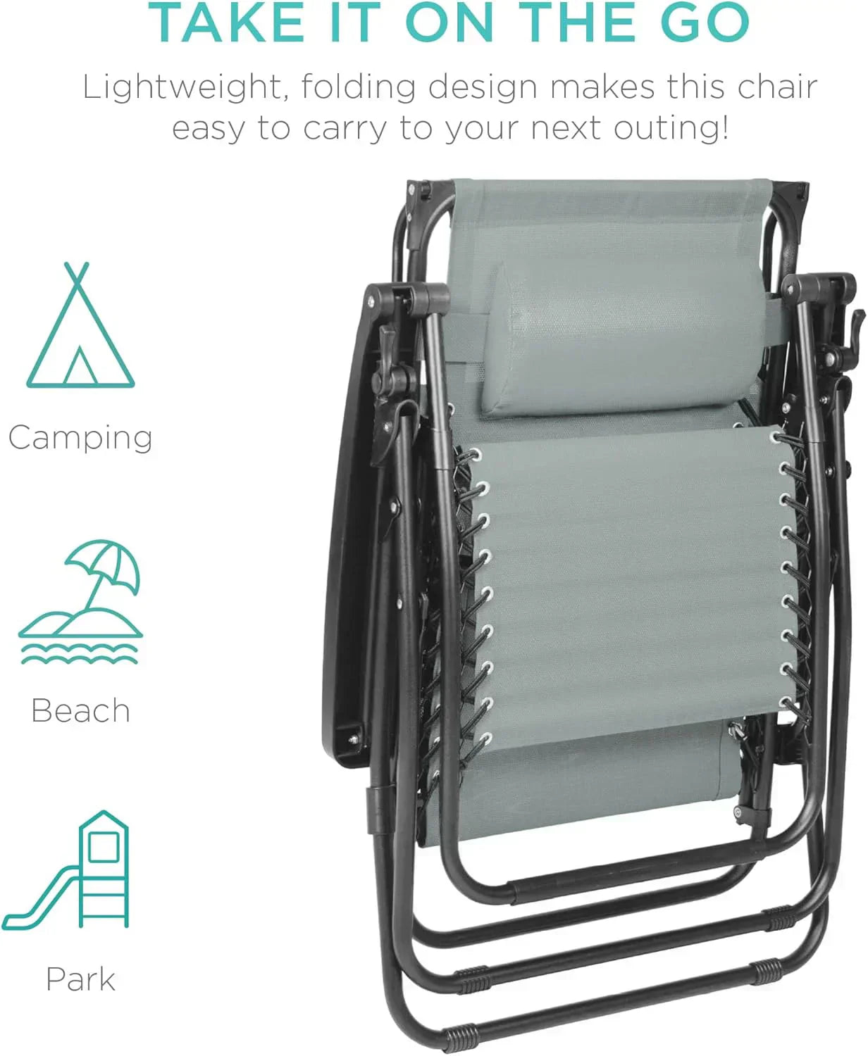 Best Choice Products Folding Zero Gravity Recliner Patio Lounge Chair Adjustable Canopy Shade