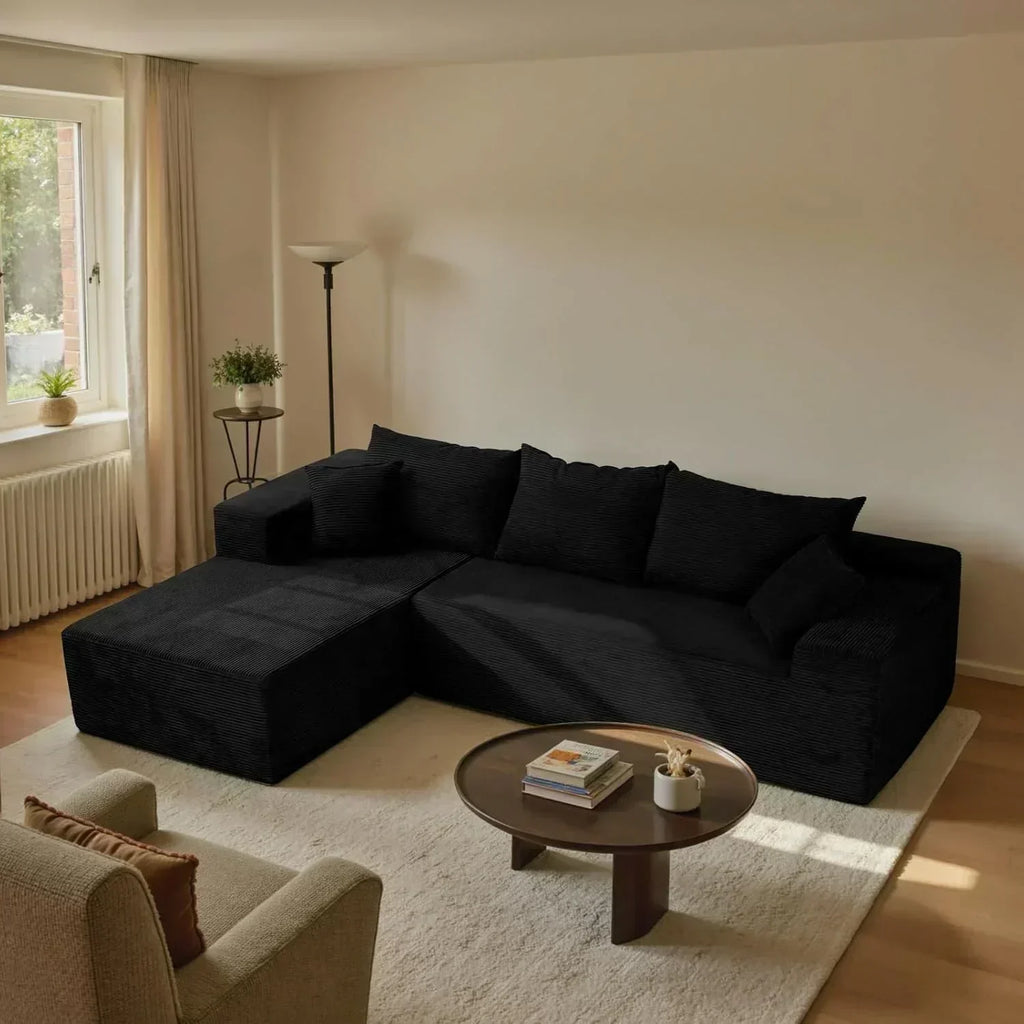 Cloud sofa with L-shaped lounge chair modern modular sofa with deep seats