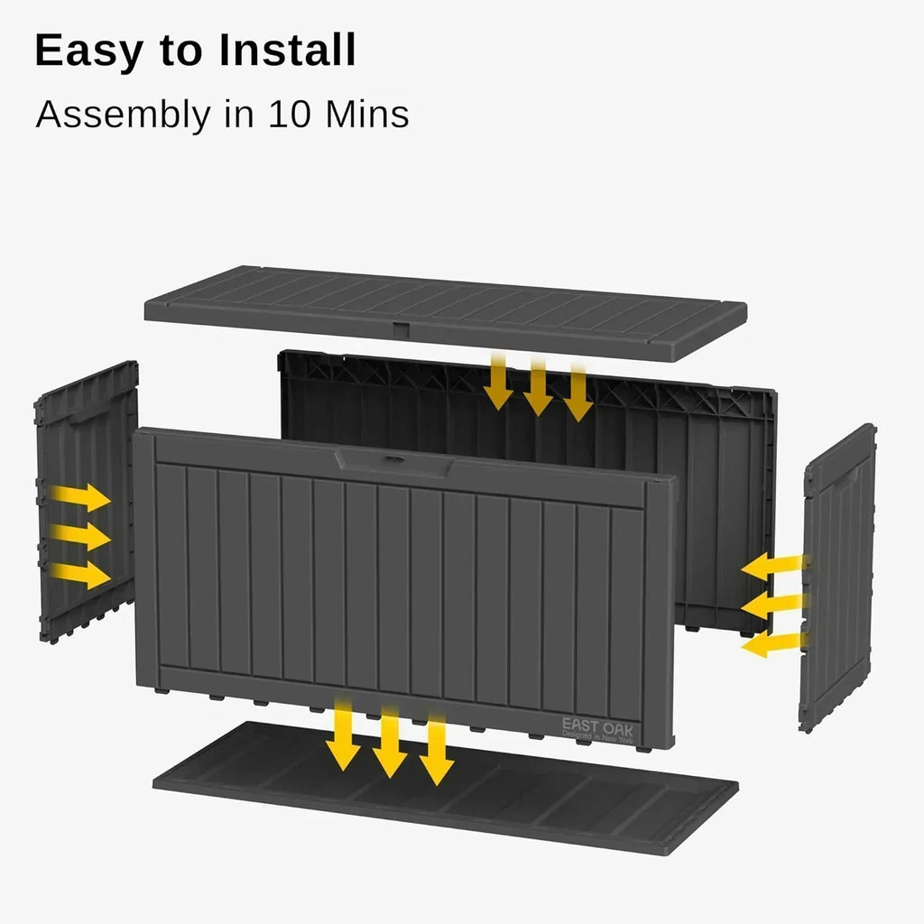 EAST OAK Outdoor Storage Box 60 Gallon Deck Box Indoor and Outdoor Use Waterproof Resin Storage