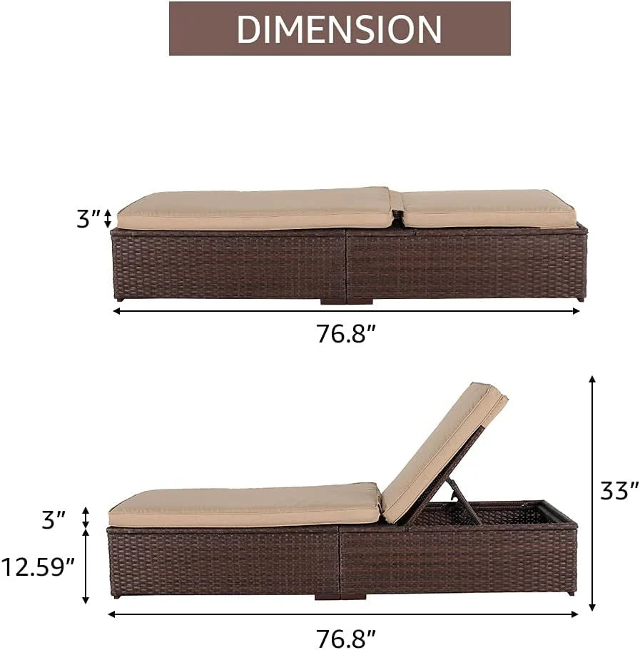 Patiorama Outdoor Patio Lounge Chair Elegant Reclining Adjustable Pool Rattan Chaise Chair