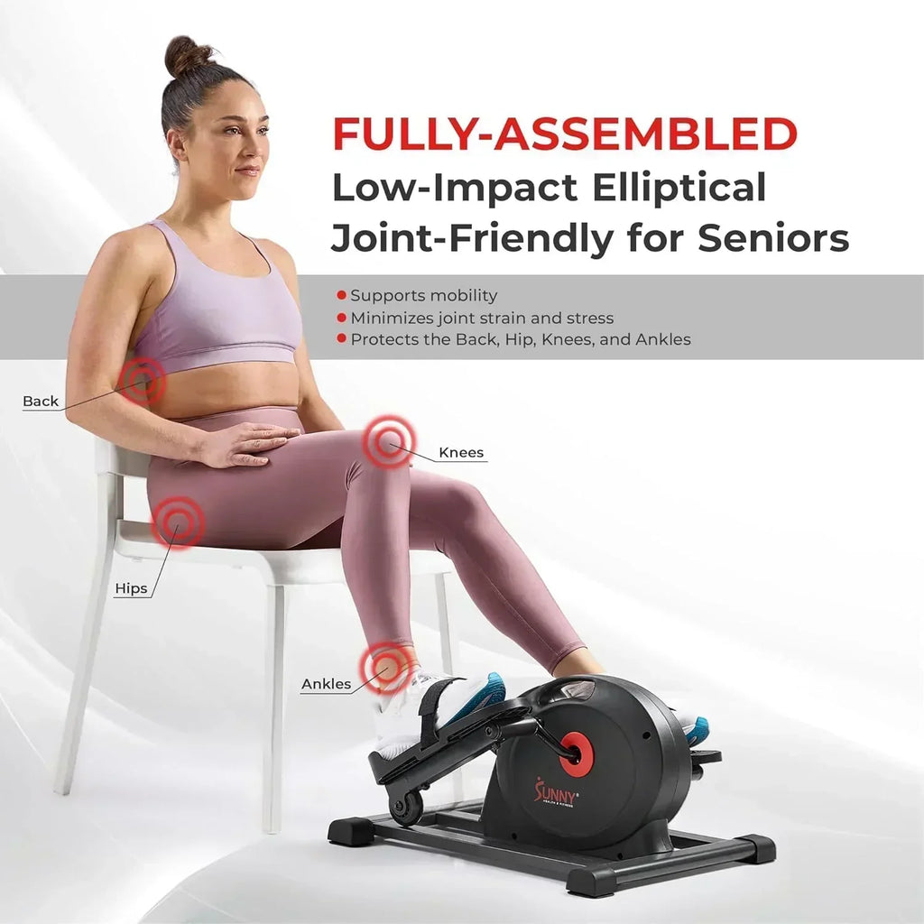 Sunny Health Fitness Smart Mini Elliptical Trainer Indoor Under-Desk Pedal Exerciser