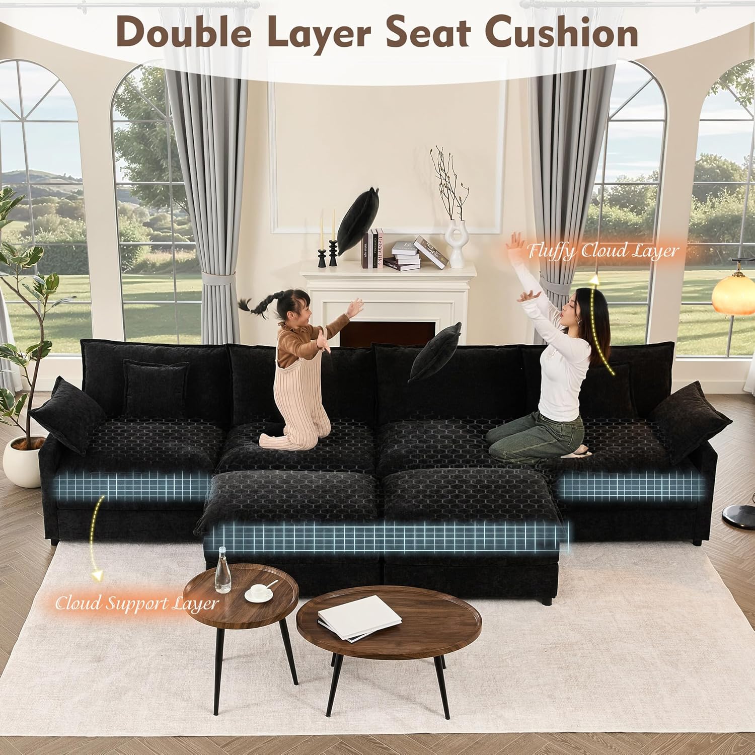108 U-shaped sofa modular sofa three-seater comfortable cloud sofa