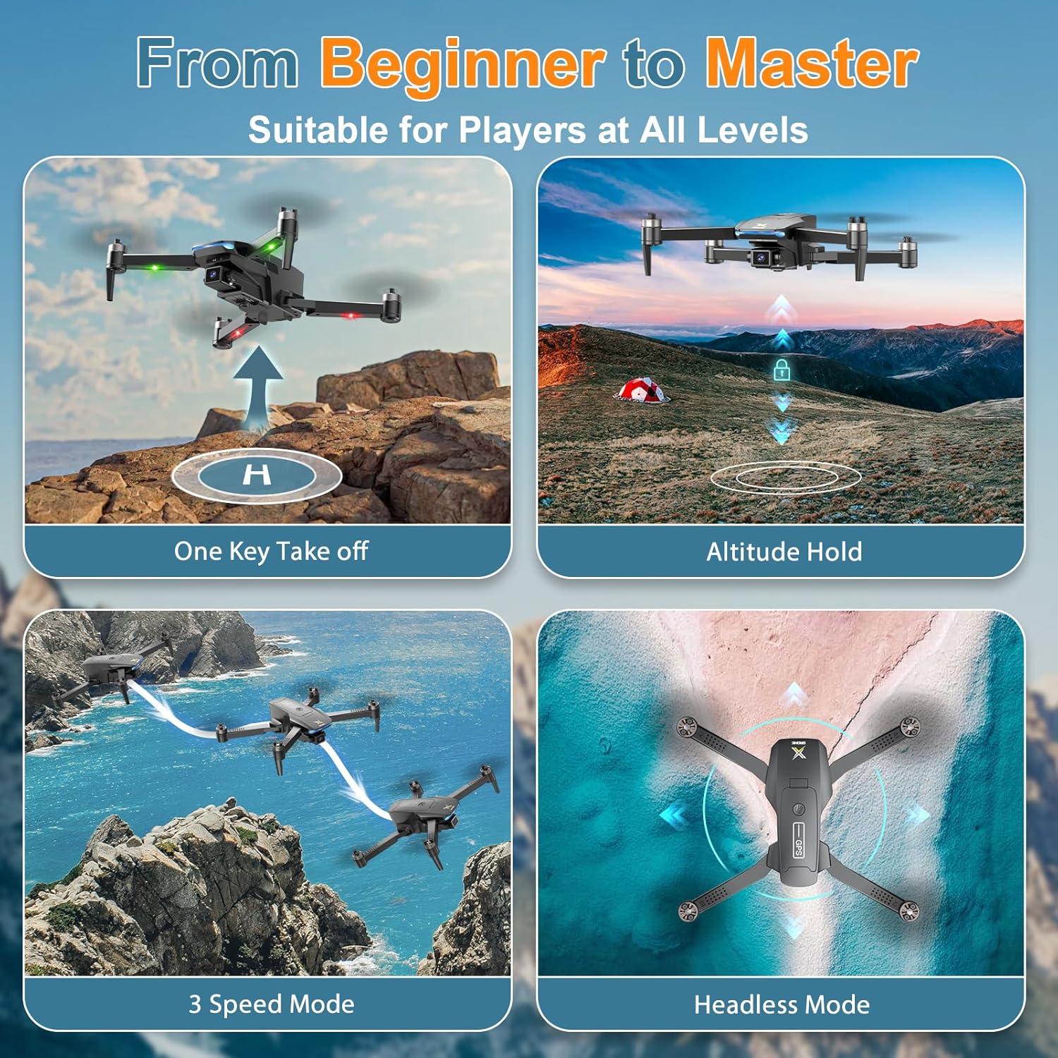 GPS Drones with Camera for Adults 4K, Brushless Motor FPV RC Quadcopter with Auto Return, Follow Me, Headless Mode, 50 Mins Long Flight, Lightweight and Foldable Drone for Beginner