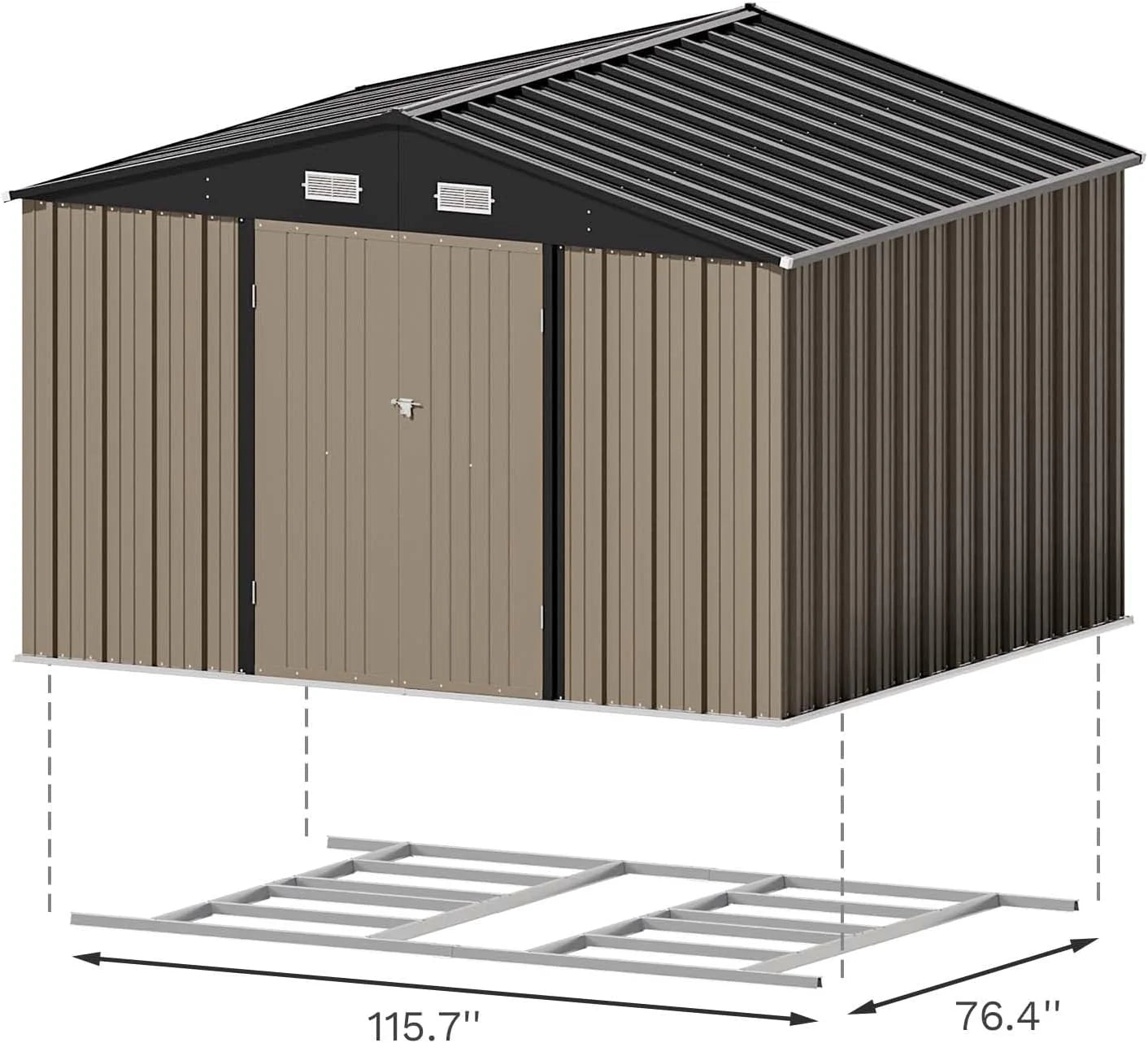 Patiowell 5x3 FT Outdoor Storage Shed Tool Shed with Sloping Roof and Lockable Door Metal Shed