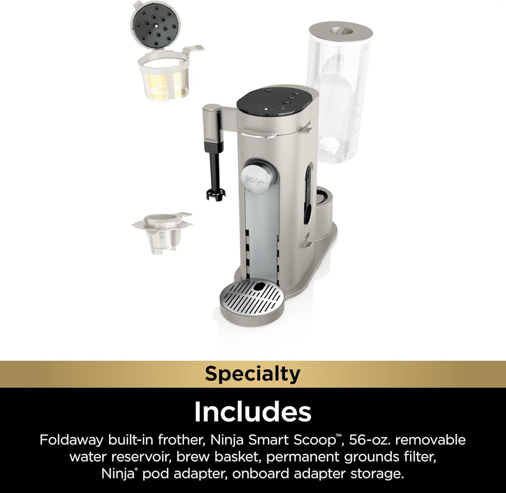 Ninja Pod & Grounds Single-Serve Coffee Maker 56-oz. Reservoir Stone PB051ST