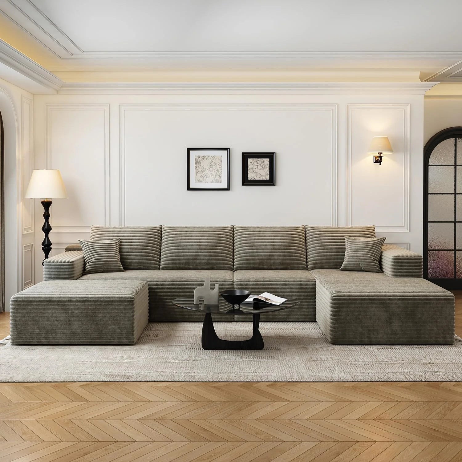 107.5 inch Cloud Modular Sectional Sofa with L-Shaped Chaise Lounge, Modern Minimalist Upholstered Sofa Deep Seating Corner Sofa