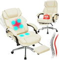Massage Office Chair with Footrest 6 Point Vibration and Heating Home Office Desk Chair