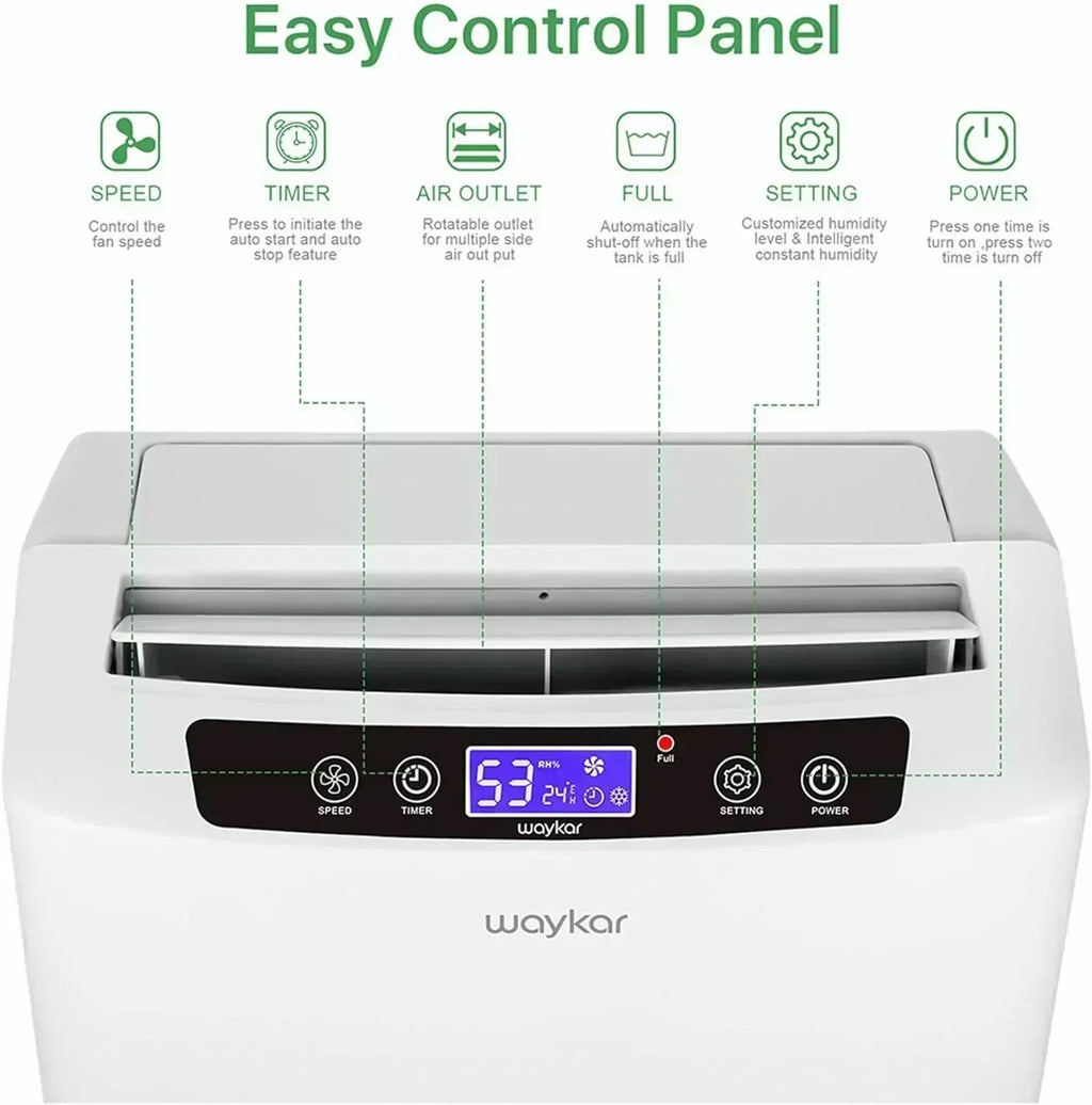 Waykar 2000 Sq Ft Dehumidifier for Home and Basements with Auto or Manual Drainage