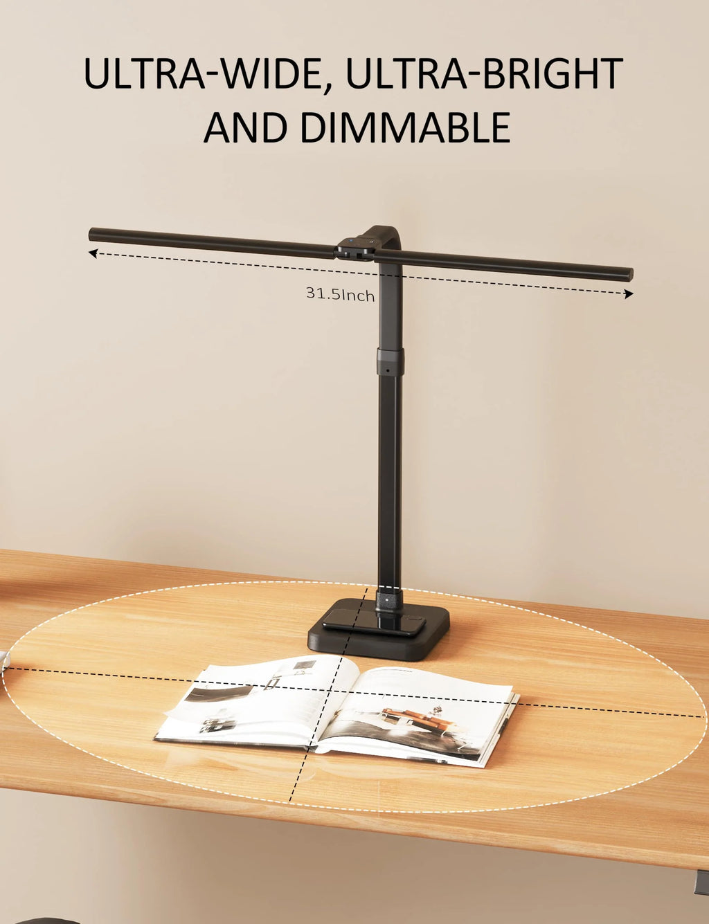 LED Desk Lamp for Home Office Double Head 24W Architect Light with 5 Brightness Levels Flexible Gooseneck