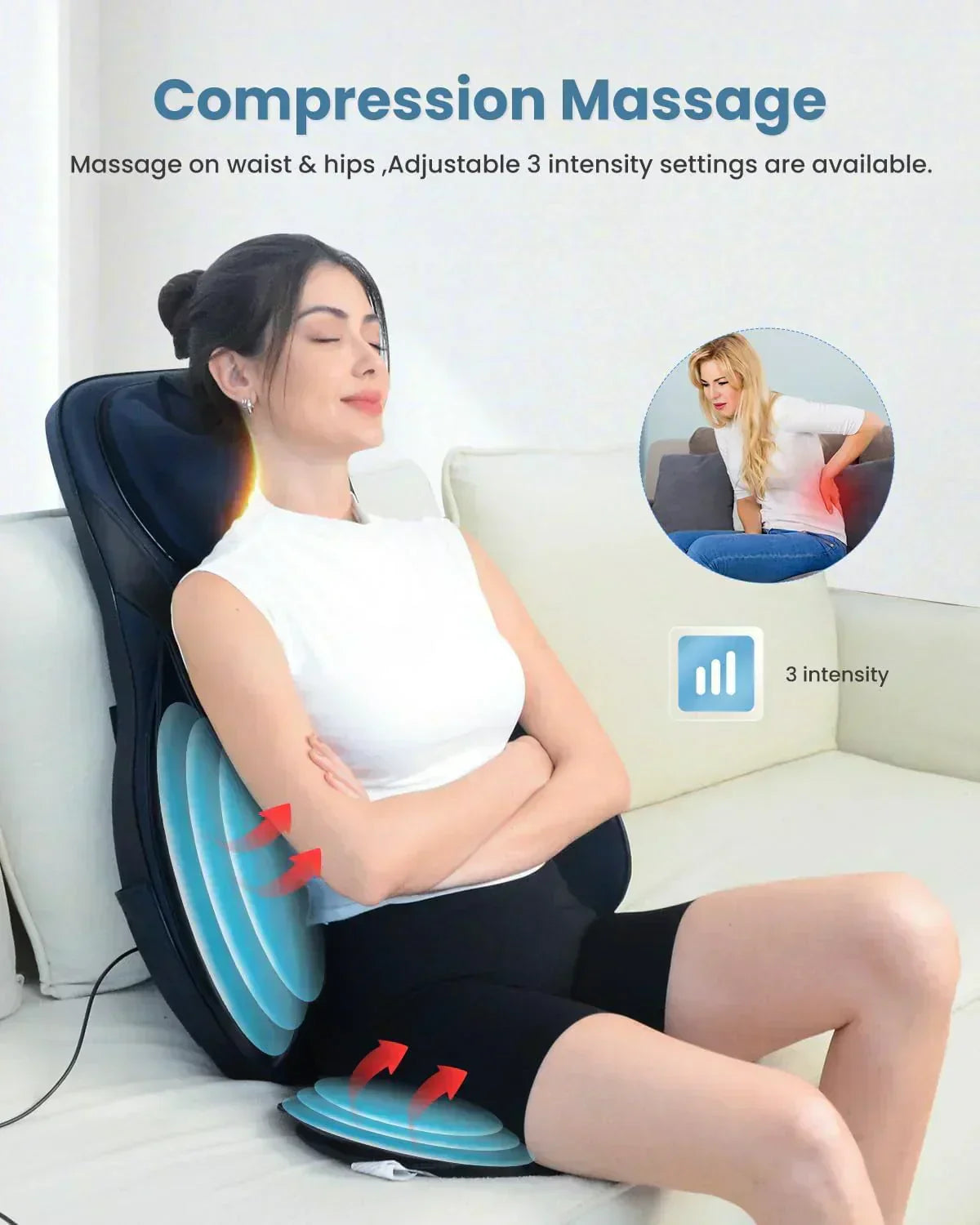 COMFIER Massager Chair with Heat Shiatsu Neck Back Massager Portable with Compress