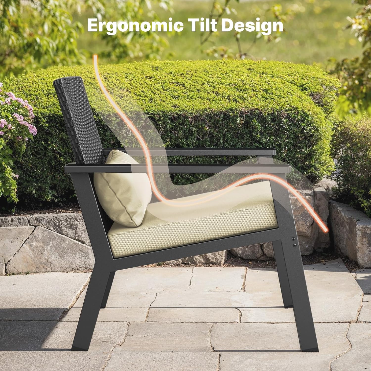 Ahomly 4-Piece Outdoor Wicker Patio Furniture Set with Deep Seating Cushions and Table for Balcony, Backyard, and Porch (Gray)