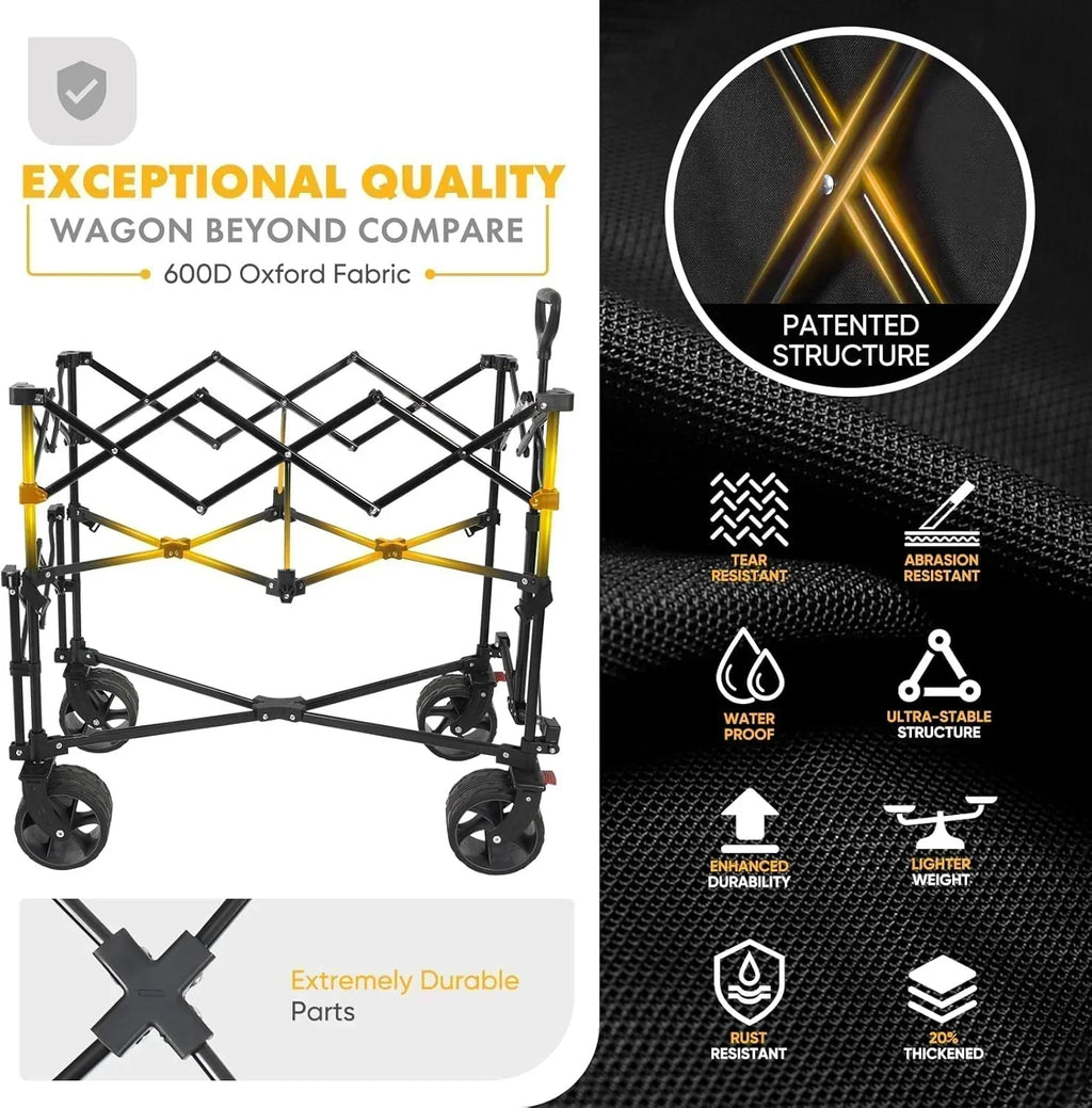 400L Large Capacity Folding Double Decker Wagon with Brakes 50 Extra Long Extender Cart