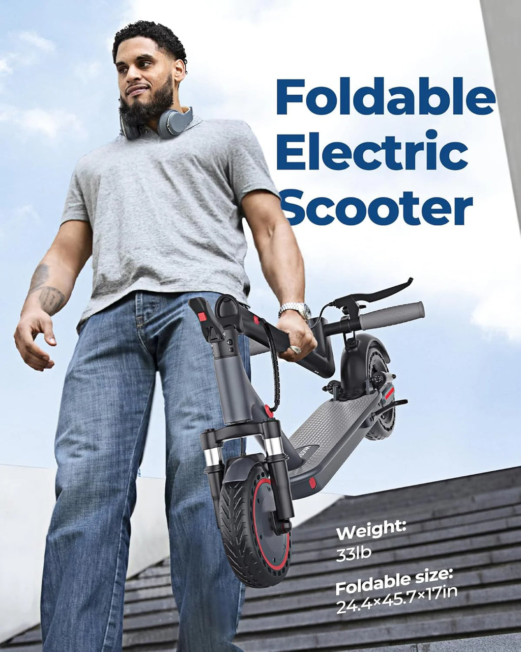 Electric Scooter, 350W/500W Powerful Motor, 8.5/10 Solid Tires, 19/22Mph, 28/21/12 Miles Range,Dual Braking