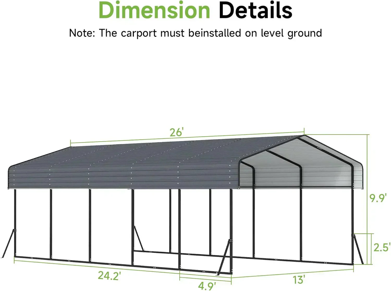10'x15' Heavy Duty Metal Carport Outdoor Garage Car Shelter Shade with Heavier Frame