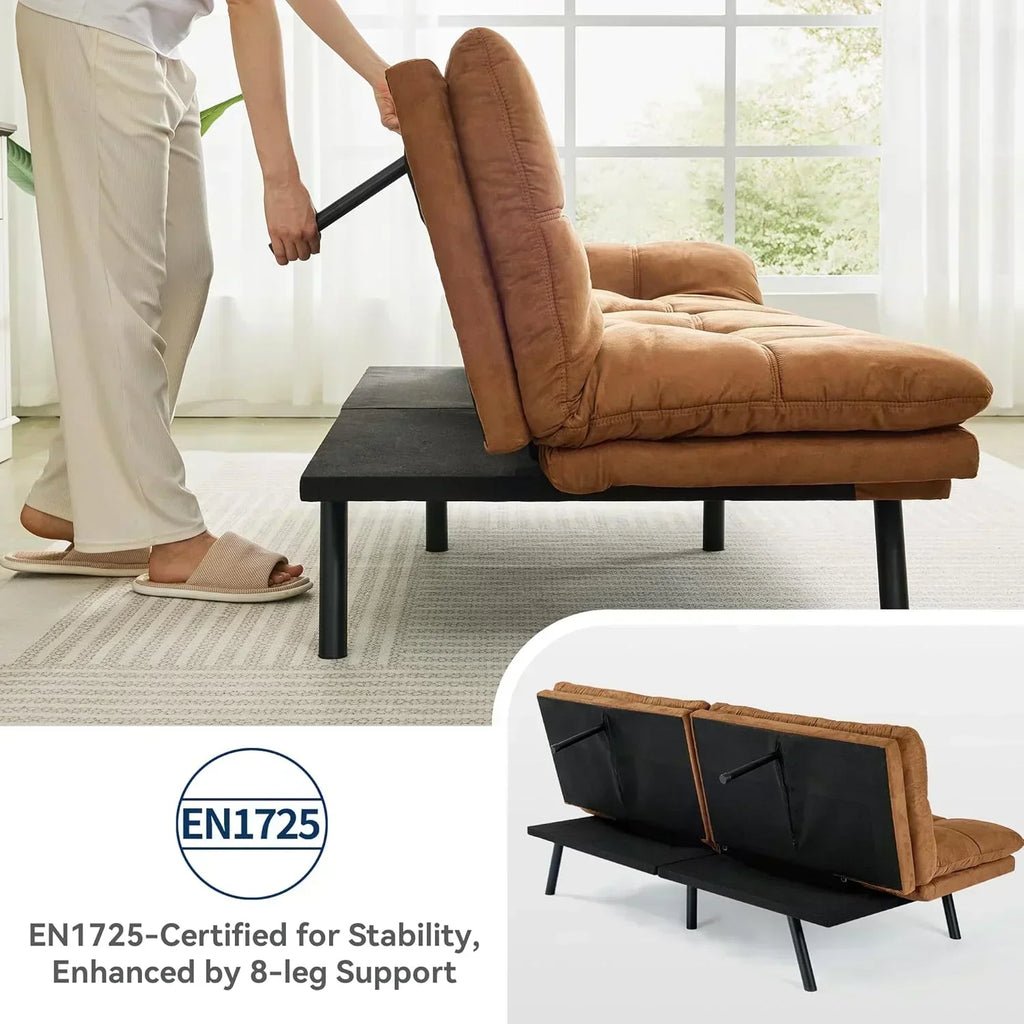 Brown loveseat convertible sofa memory foam futon sofa bed modern sleeper sofa