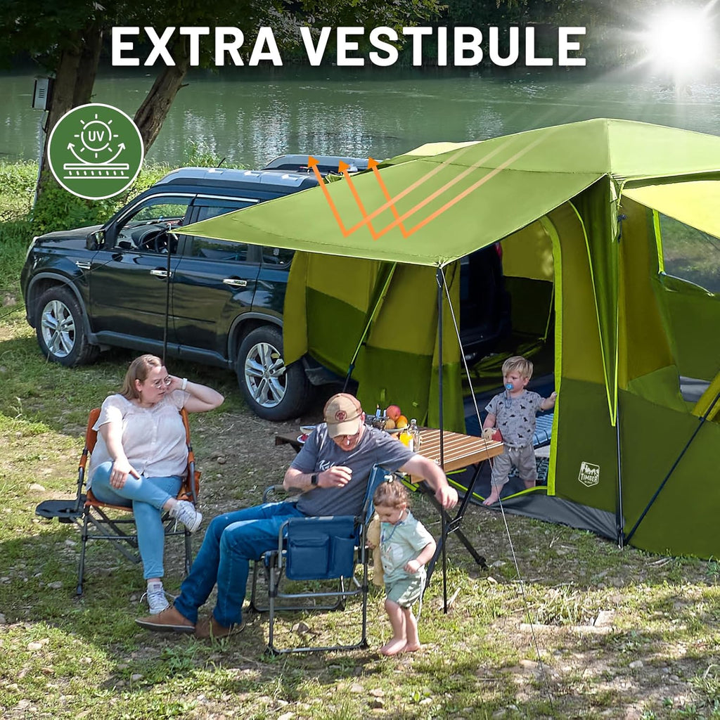 TIMBER RIDGE 5-9 Person SUV Tent with Screen Porch and Awning for Family Camping Weather Resistant