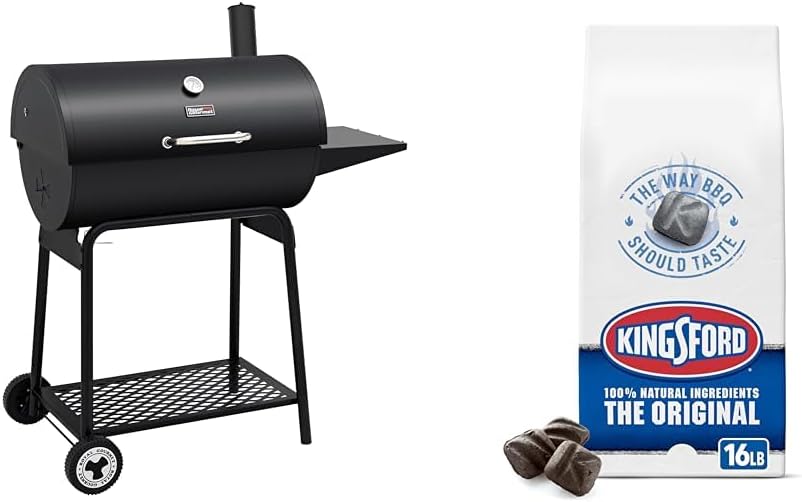 Royal Gourmet CC1830 30 Inch Barrel Charcoal Grill with Side Table Outdoor BBQ Grill  for Backyard