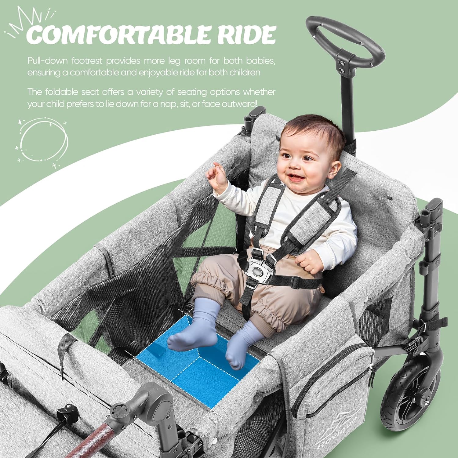 Wagon Stroller for 2 Kids Premium Wagon for Kids with Removable Canopy Snack Tray