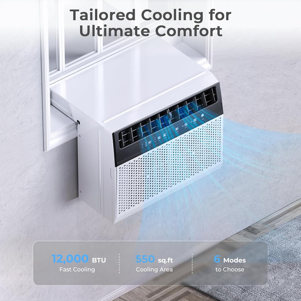 U-Shaped Window Air Conditioner 12000BTU Window AC Unit Cools up to 550 sq. ft. 6 Modes