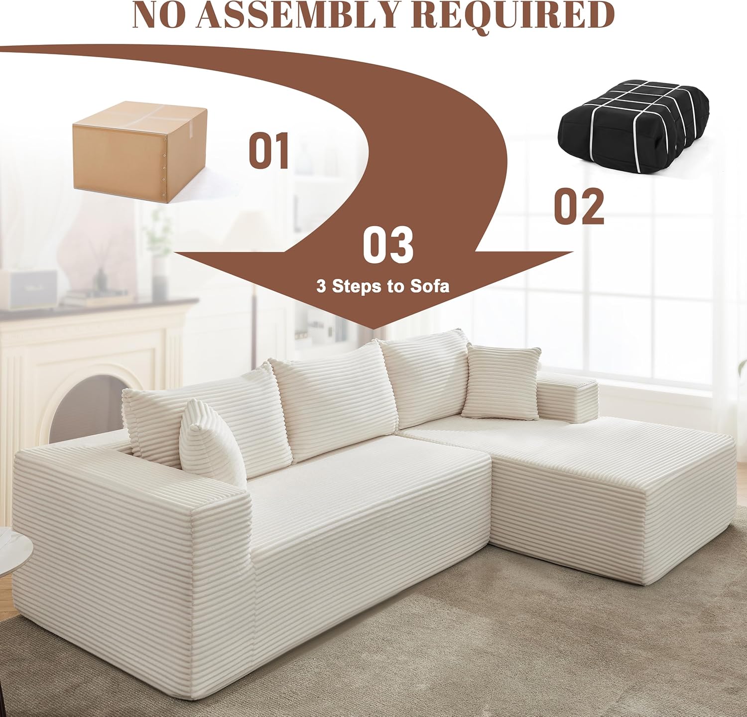 110-inch cloud sofa boneless sofa in the living room modular sofa with deep seats