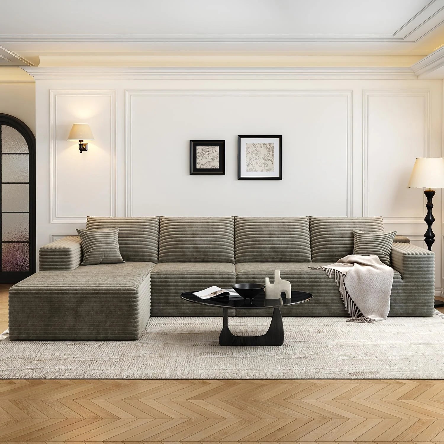 107.5 Cloud Modular Sectional Sofa Couch with L-Shape Chaise,Modern Minimalist Upholstered Couches