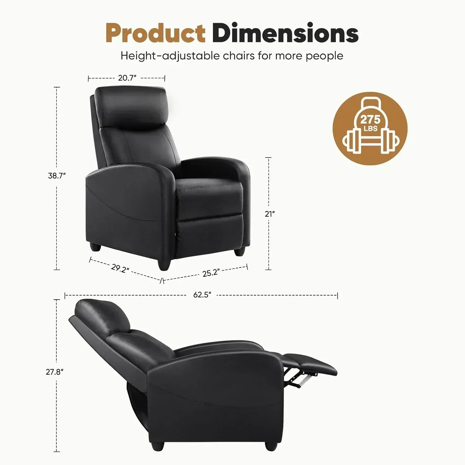 Adult recliner living room massage recliner adjustable home theater chair single sofa