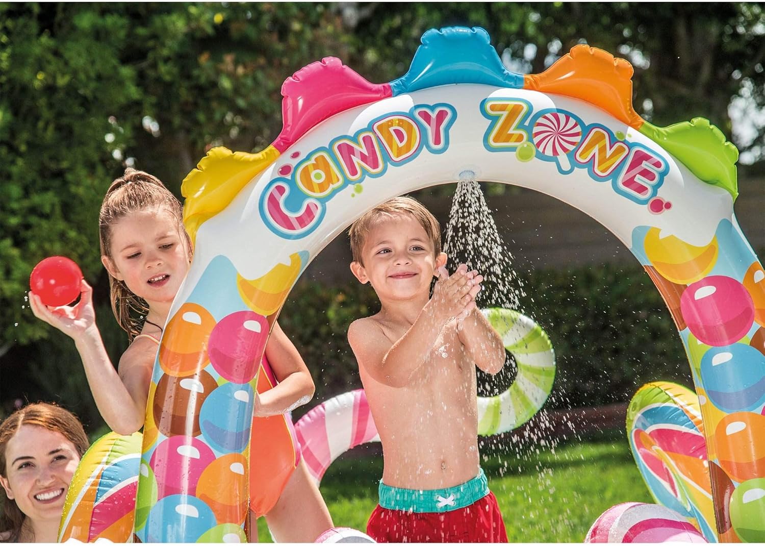 Intex 96 x 78 x 28 Inflatable Jungle Adventure Play Center Spray Kiddie Pool - Backyard Kids Water Slide, Outdoor Blow-Up Splash Pad for Toddlers