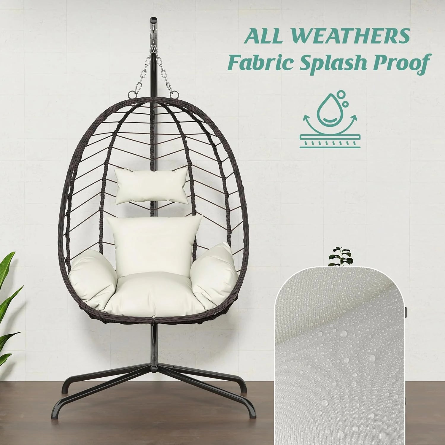 Hanging Egg Chair with Stand Swinging Egg Chair Outdoor Hanging Basket Chair with Cushion