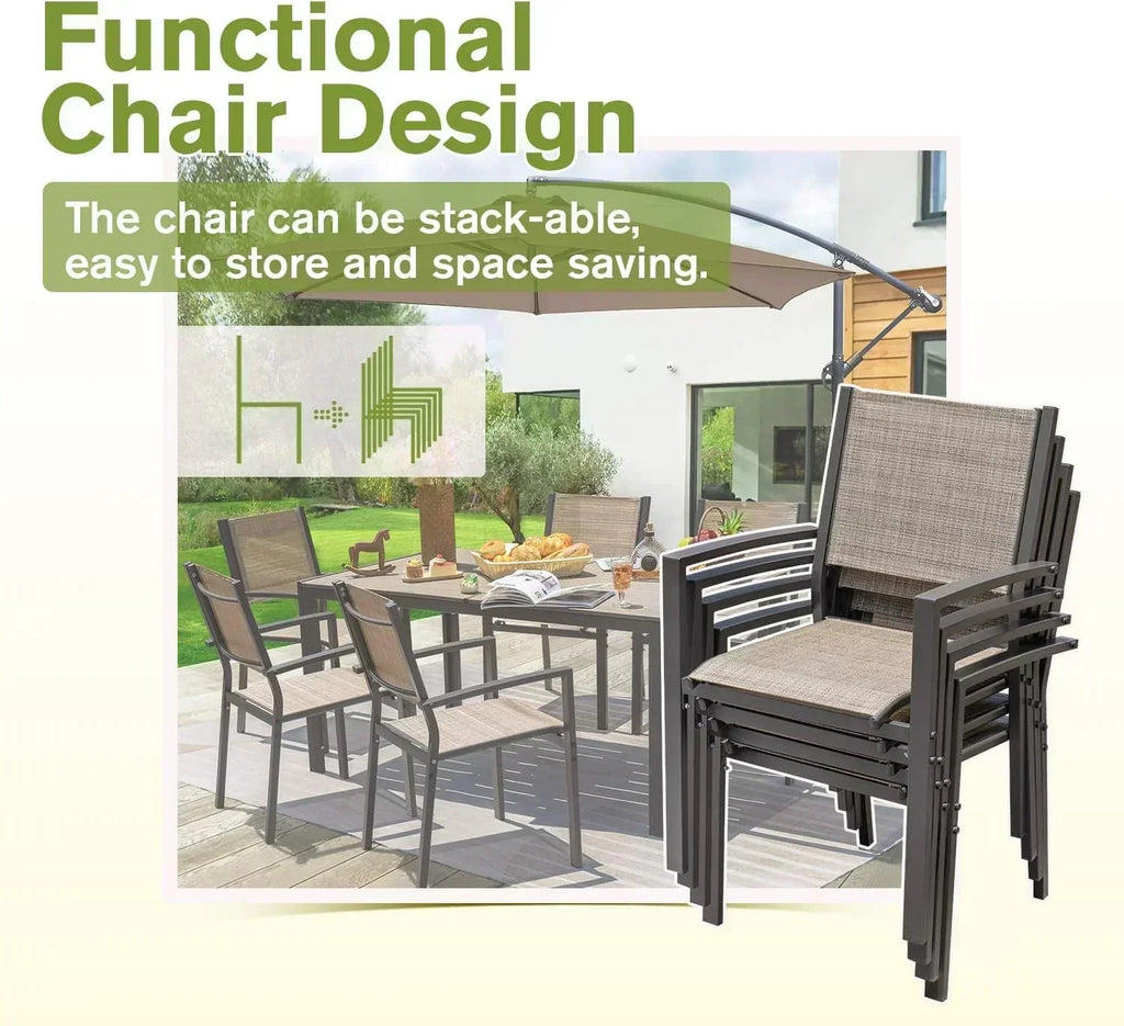 Homall Patio Dining Set 7 Pieces Outdoor Furniture with Large Table and 6 Textilene Chairs