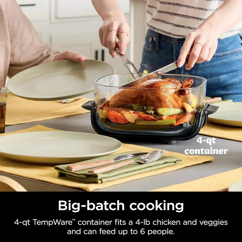 Ninja Crispi 4 in 1 Portable Glass Air Fryer Cooking System 4QT 6 Cup TempWare Glass Containers