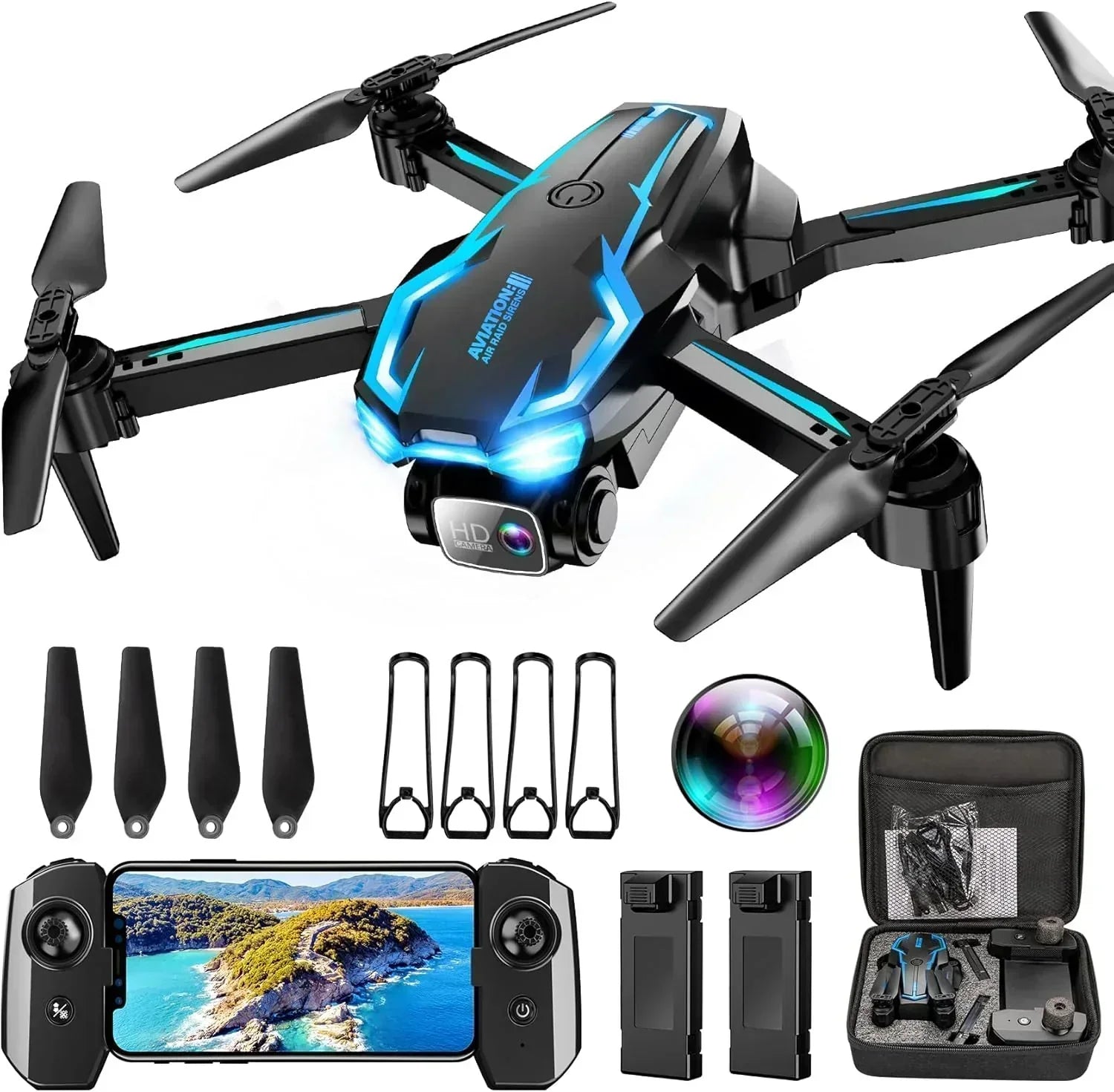 2K HD FPV Drone for Adults with Camera Altitude Hold Foldable and Portable