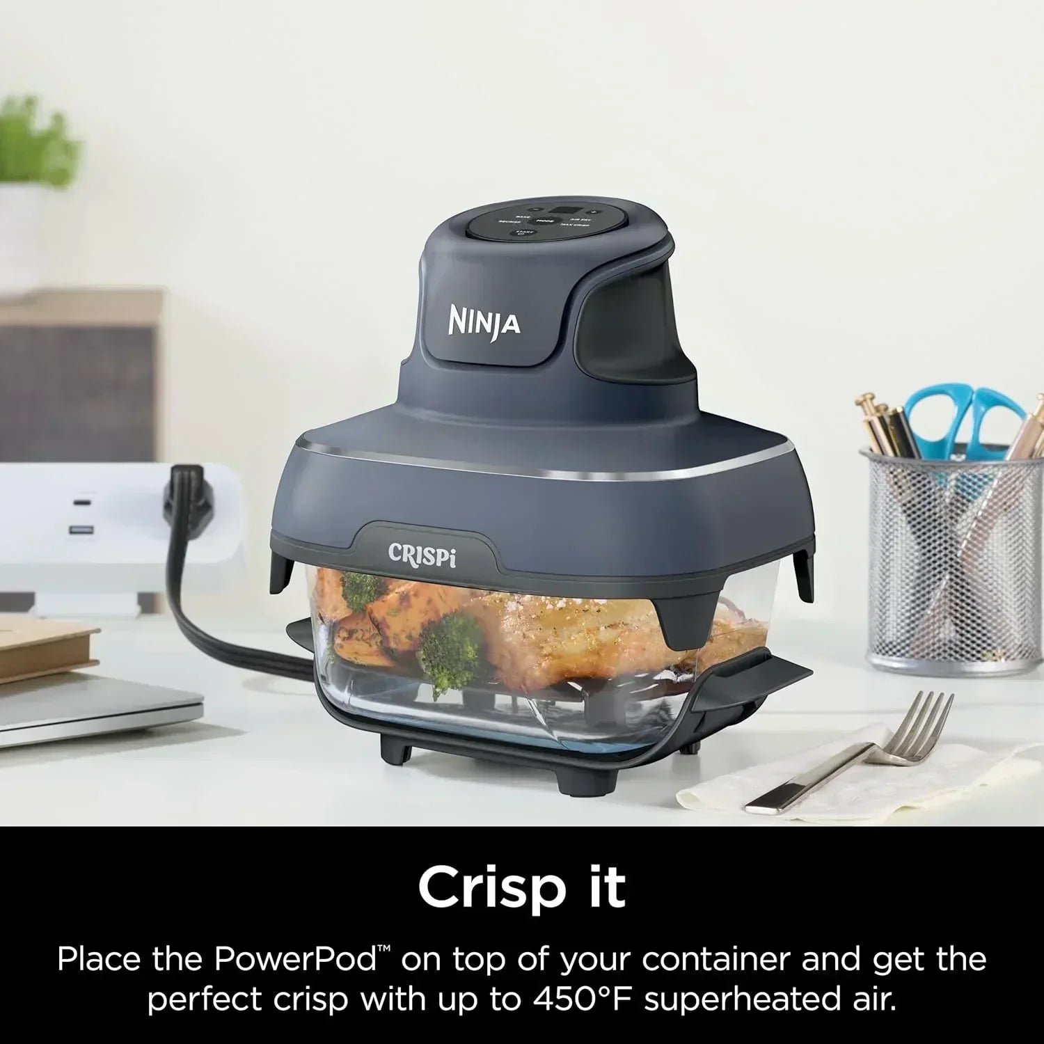 Ninja Crispi 4 in 1 Portable Glass Air Fryer Cooking System 4QT 6 Cup TempWare Glass Containers