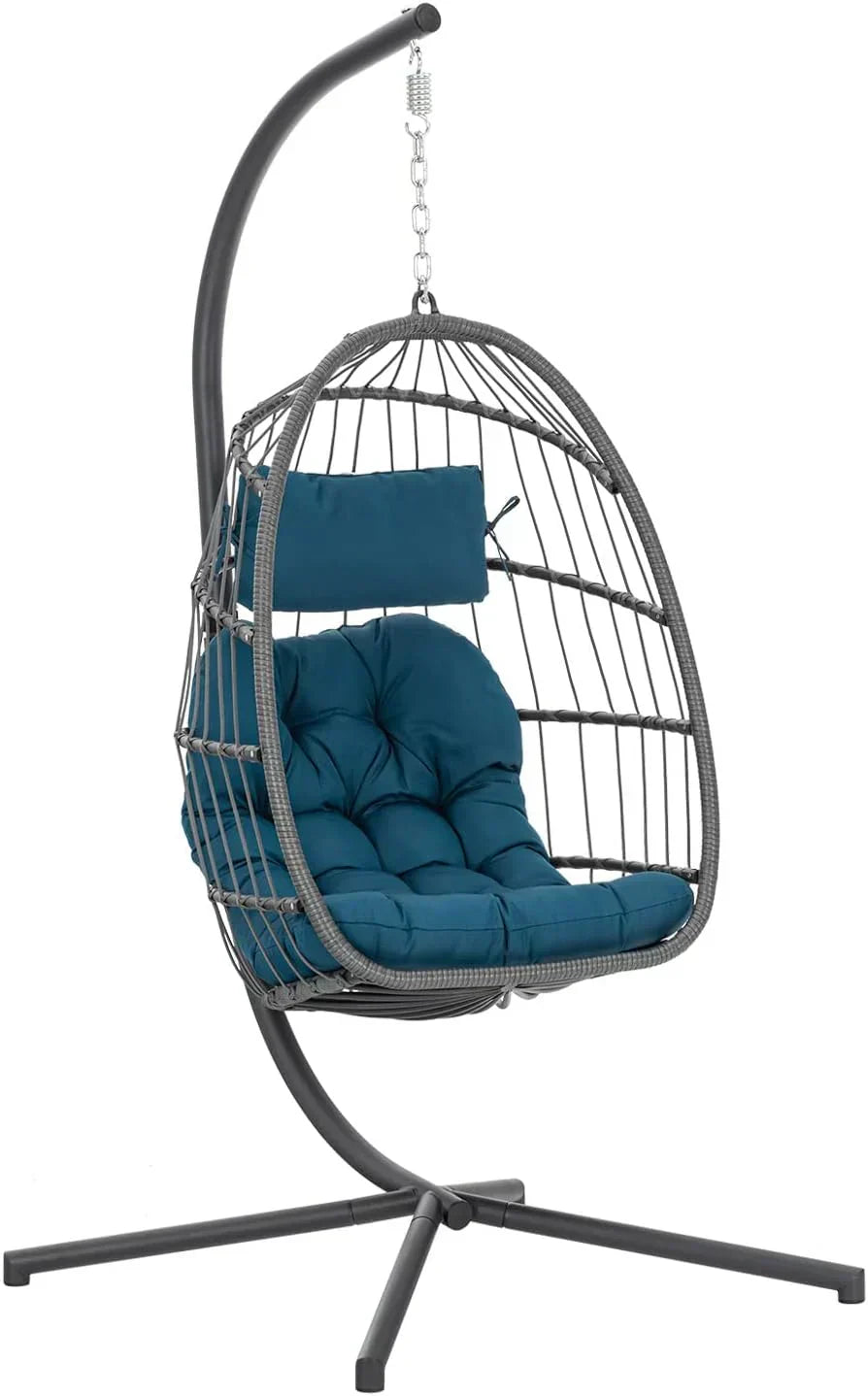 Yechen Indoor Outdoor Egg Hanging Chair Stand Patio Wicker Swing Egg Chair Swinging Chair